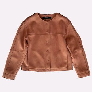 Zara Faux Suede Pink Collarless Jacket/Coat